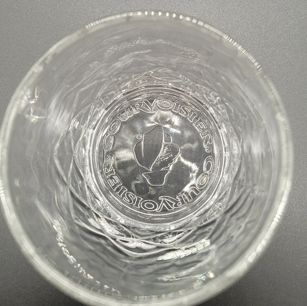 Courvoisier Cognac Brandy Glasses Cut Glass Embossed Set of 2​​​